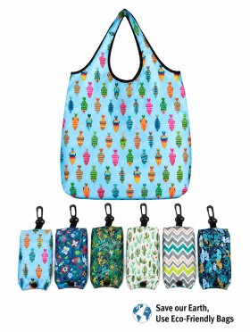 Hook-on Reusable Foldable Shopping Bags (12pcs) 
